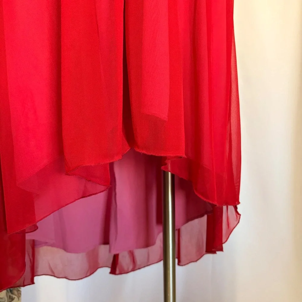 City Triangles Gorgeous Vintage Red Halter Gown with red beaded detailing